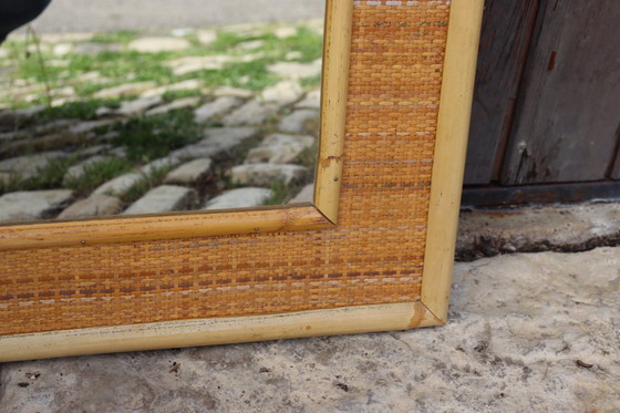 Image 1 of Grande specchio in rattan e bambù di Dal Vera, Italia, 1970