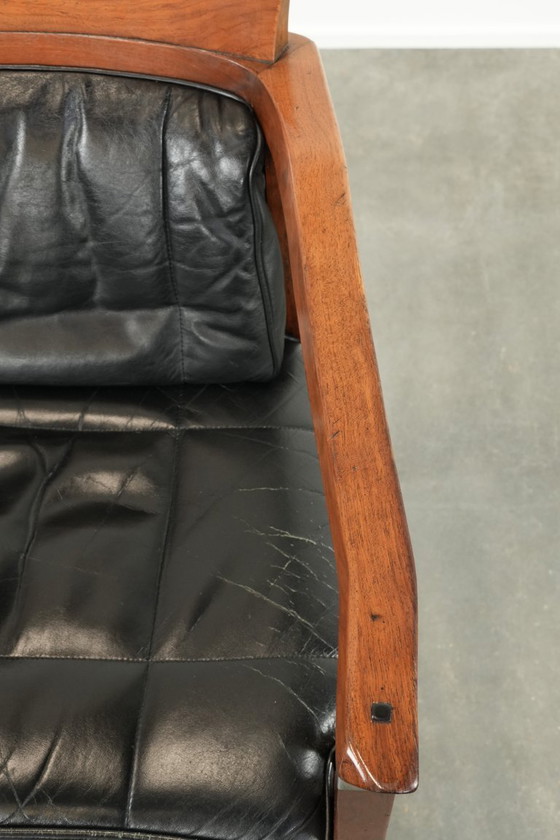 Image 1 of Black leather Schuitema Art Deco design dining/side/desk chair