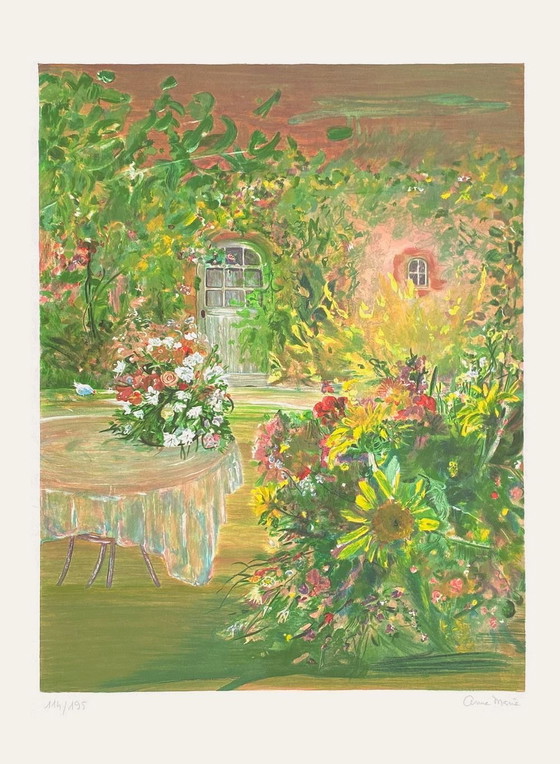 Image 1 of Anne-Marie DE LA CAFFINIÈRE Giardino Fiorito Litografia firmata 1990