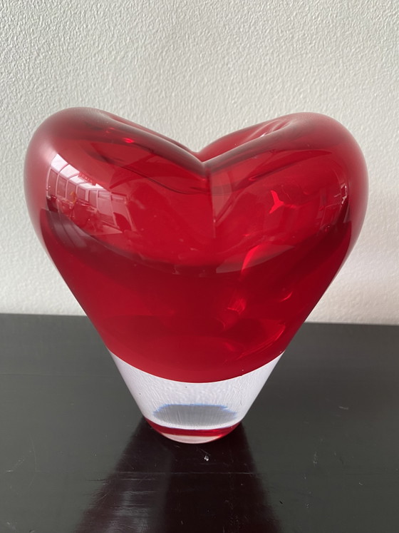 Image 1 of Vintage Murano Red Heart Vase attributed to Salviati Cuoricino Model