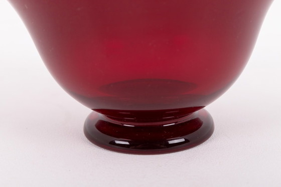 Image 1 of Art red glass bowl by Monica Bratt for Reijmyre Glasbruk, Sweden 1950’s
