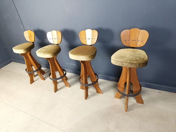 Image 1 of Satz von 4 brutalistischen Barhockern im Vintage-Stil, 1960er Jahre