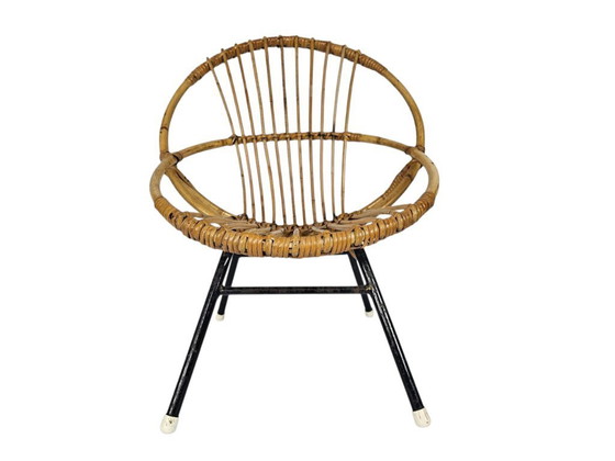 Image 1 of Rohe Noordwolde - modello PE41 - sedia per bambini - Dirk van Sliedregt - rattan - metallo - anni '50