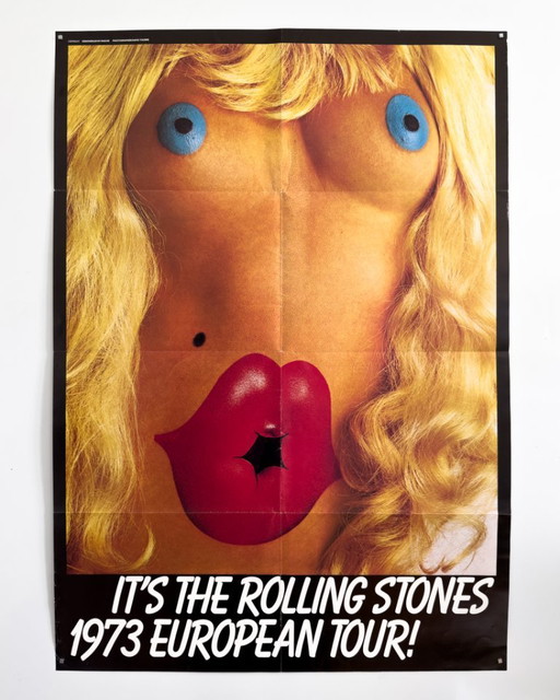 🎸 The Rolling Stones - European Tour - 1973 - Affiche originale A1 de John Pasche - 84 × 59 cm