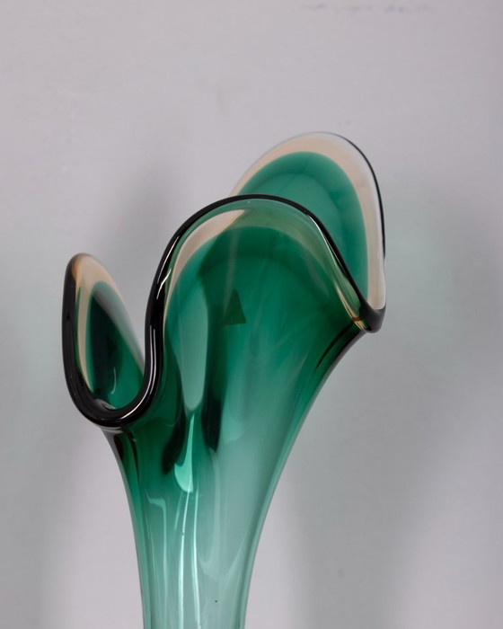Sommerso Vase in Green Murano Glass by V.A.C. Cimarosti & Pinzan, 1960s (photo 8 of 9)