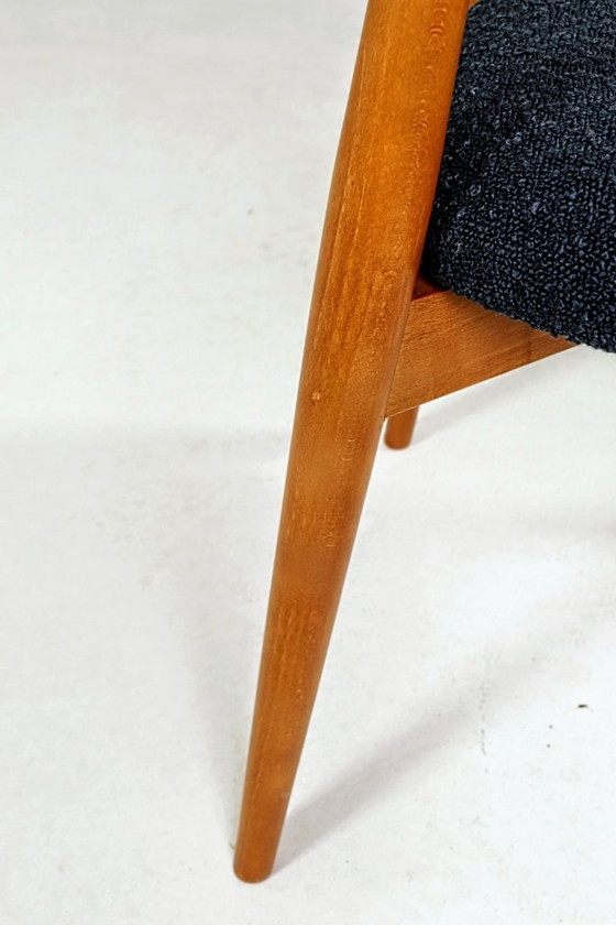 Image 1 of Scandinavische eetkamerstoelen set van 4, marineblauw met krullend design