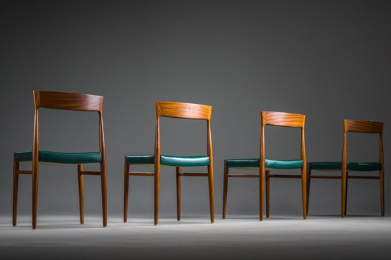 Image 1 of Eetkamerstoelen in botanisch groen veganistisch leer, jaren 70, set van 4