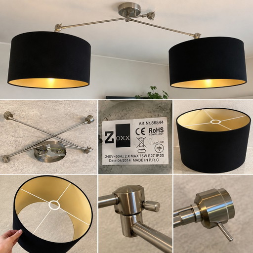 Lampada a Sospensione Doppia ZOXX Nero/Oro – Telaio Regolabile