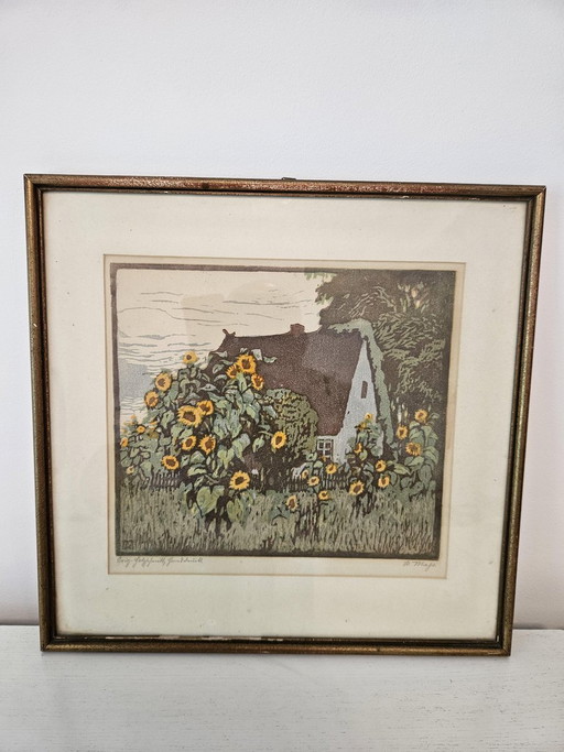 H. Majs, Cottage, 1950er Jahre, Lithographie