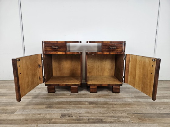 Image 1 of Mesitas de noche Art Déco en madera de nogal