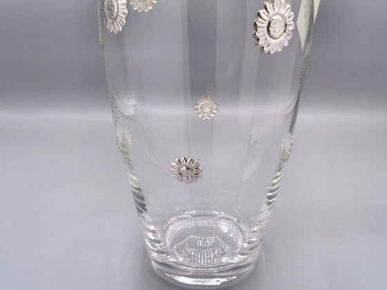 Image 1 of 30cm-high glass vase with 925 silver sunflowers