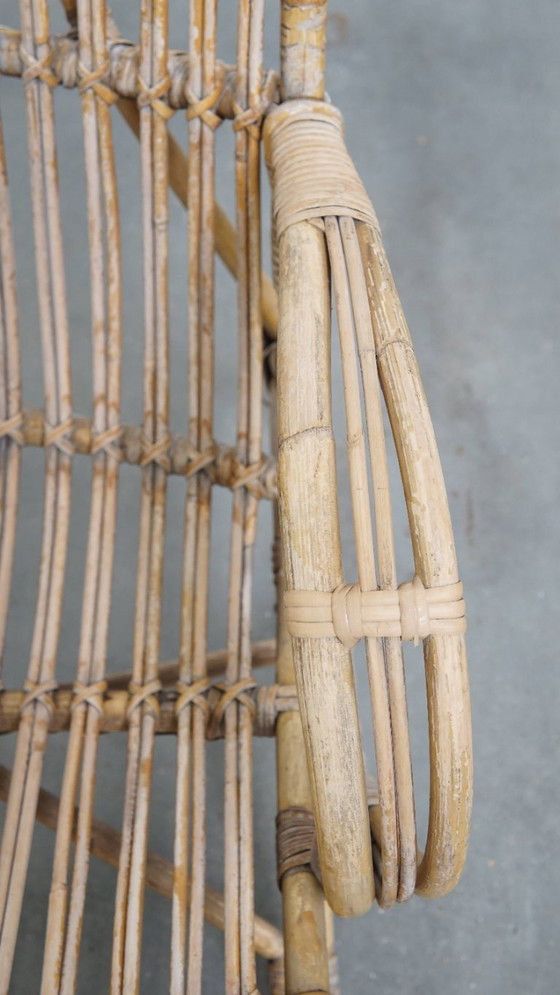 Image 1 of Dutch design rattan armchair from the 1950s with a high back