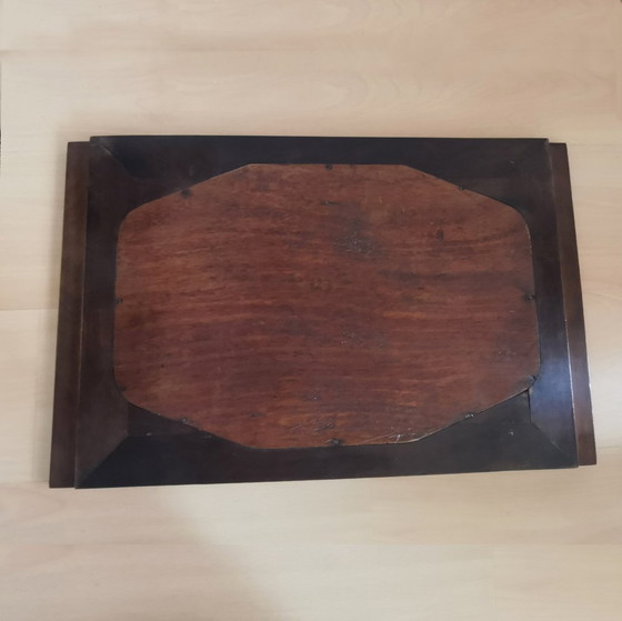 Image 1 of HOUTEN GLAZEN DIENBLAD MET ROZEN - ART DECO