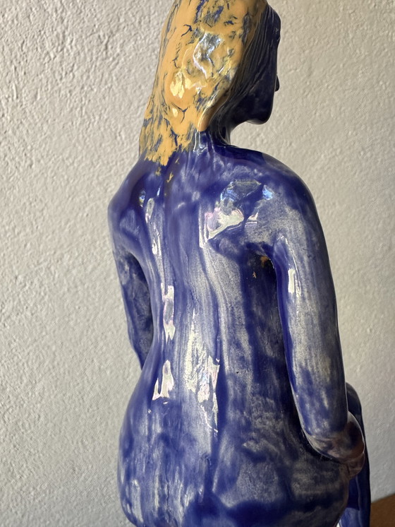 Image 1 of Sculpture Nue Stylisée Céramique Bleu