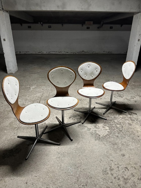 Image 1 of Set di 4 sedie vintage in legno curvato e impiallacciato in palissandro di Elmar Flötotto, Germania 1960