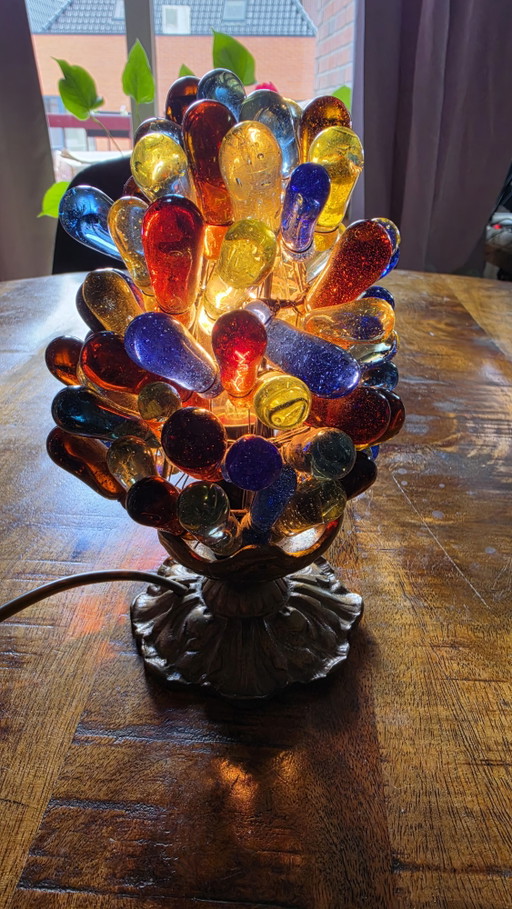 Lampada da tavolo vintage in stile Hollywood Regency con grappolo d'uva in vetro artistico | Vetro lavorato a mano | Un oggetto 