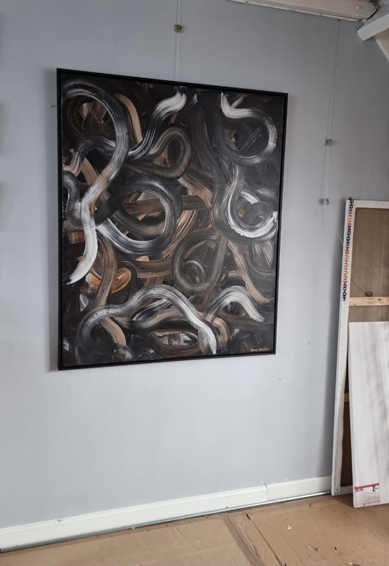 Image 1 of Abstract modern painting handmade 100x120 framed