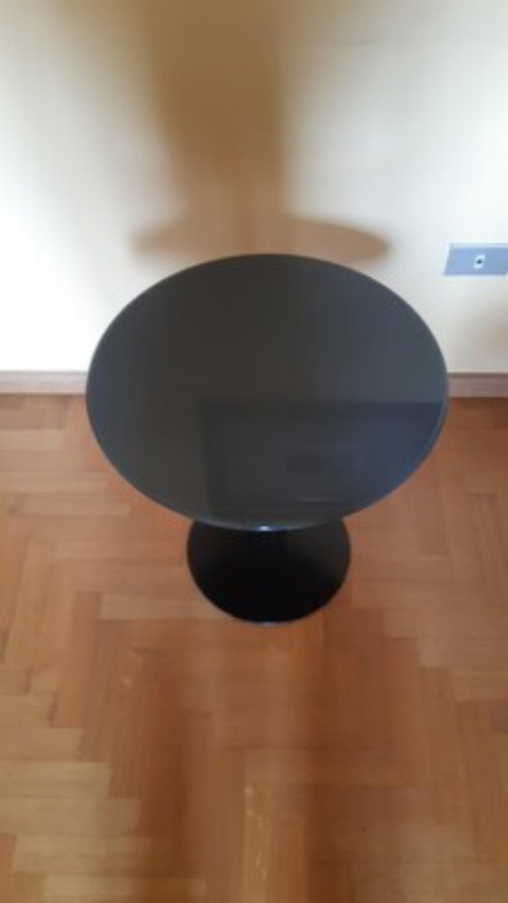 Tavolino Rotondo Minimalista Vintage – Piano Grigio e Base in Ferro Nero – Tavolini da caffè, Wood, Iron (photo 4 of 12)