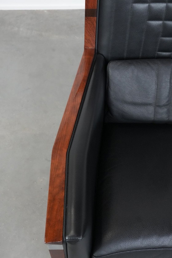 Image 1 of Schuitema Art Deco design fauteuil met zwart leer uit de Decoforma serie