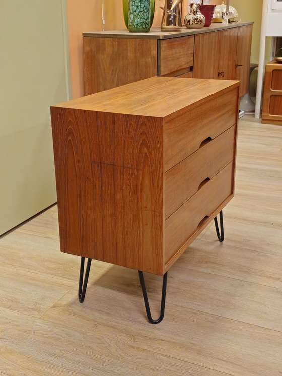Image 1 of Vintage Chest of Drawers Small Drawer Cabinet Small Cabinet Hairpin Legs