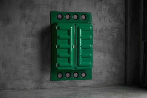 Edition Somop-garderobekast in groen gegoten plastic, Frankrijk, jaren 70