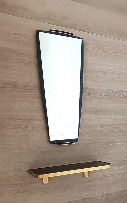 Separate 1950s mirror with matching glass shelf