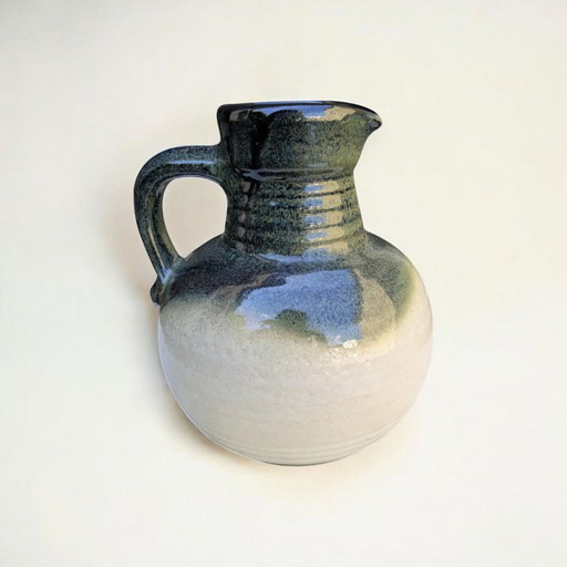 Bay Vintage Mid-Century jug, beige ceramic with green glaze, West Germany style, model no. 631-20