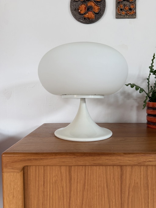 Vintage Deense Opaalglazen Donut Lamp ‘70 – tafellampen, Glass, Plastic (photo 2 of 11)