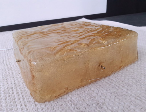 Suspension carrée en verre impressionnante de RZB Leuchten, suspension vintage en verre avec relief.