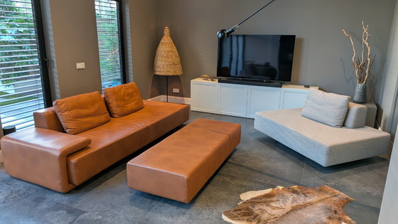 Image 1 of Stoffen Bank Grijs - 1,5 Zits, Loveseat - incl. extra stof