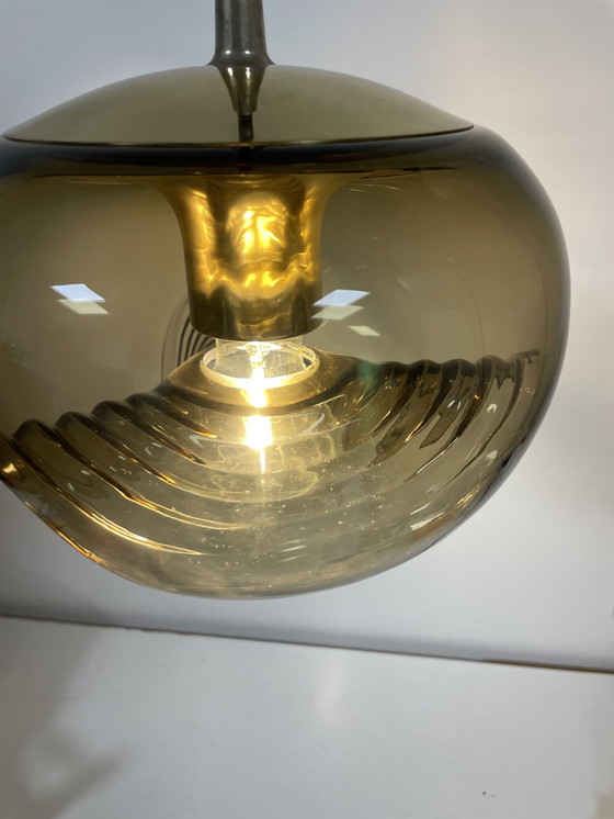 Image 1 of Lámpara colgante Futura de cristal ahumado ondulado de Peill & Putzler, 1970