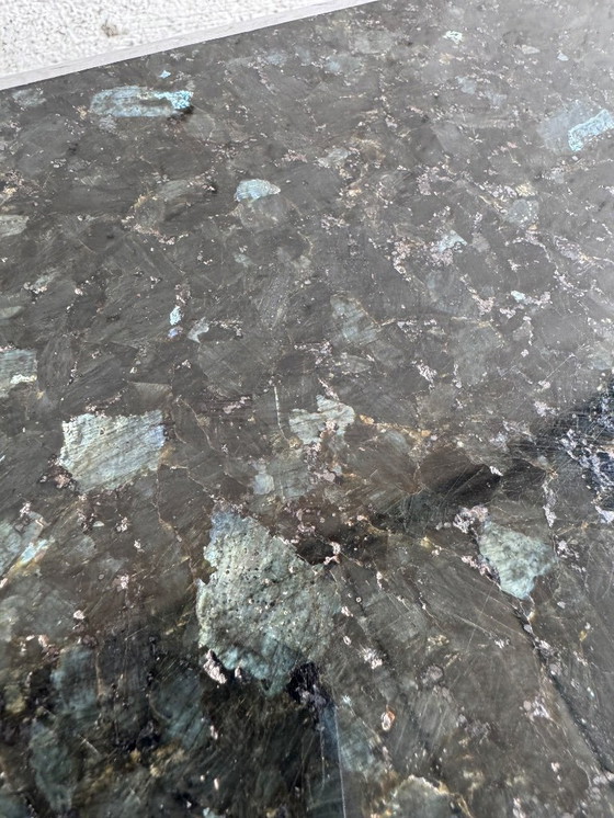 Image 1 of Tavolino rettangolare vintage con piano in terrazzo nero