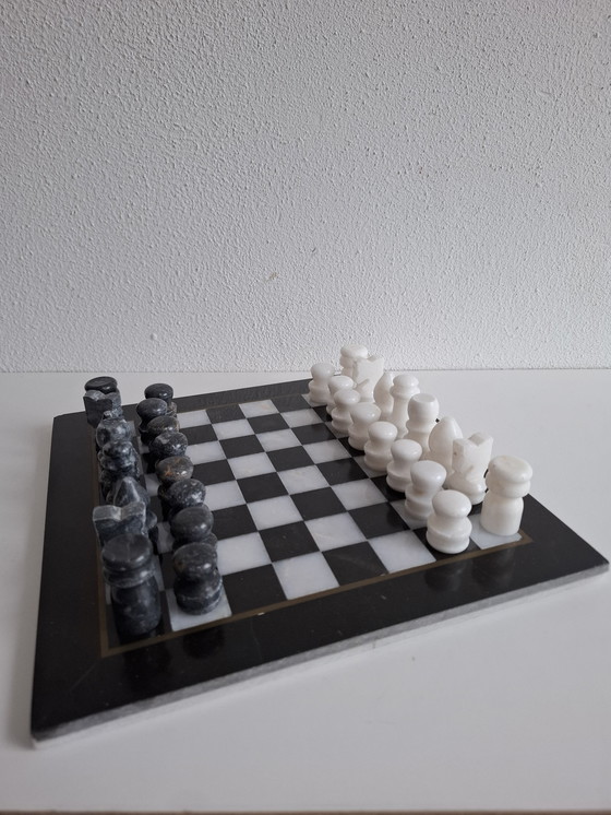 Image 1 of Marble Chess Game With Chess Figures