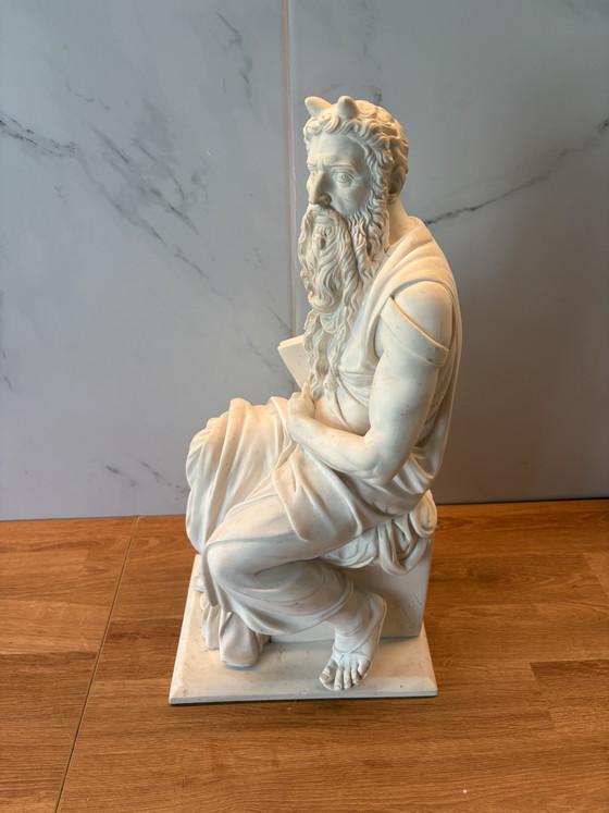 Image 1 of Mozes naar Michelangelo – Italiaanse reproductie in marmercomposiet, 1968