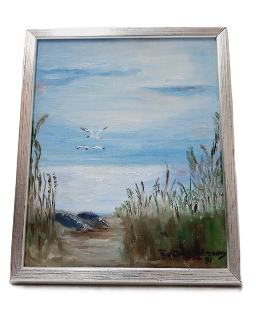 Dipinto ad olio d'epoca su tela