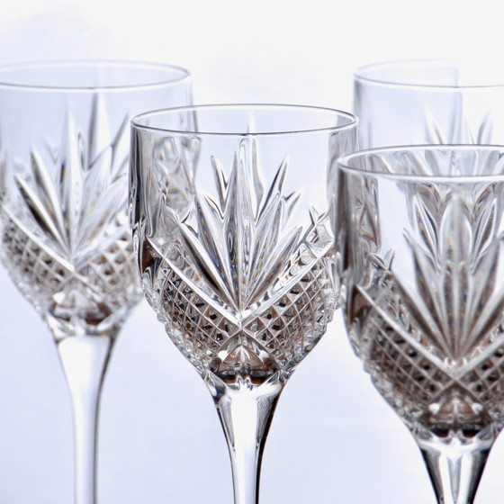 Image 1 of 6x Antique Chiseled Crystal Wine Glasses