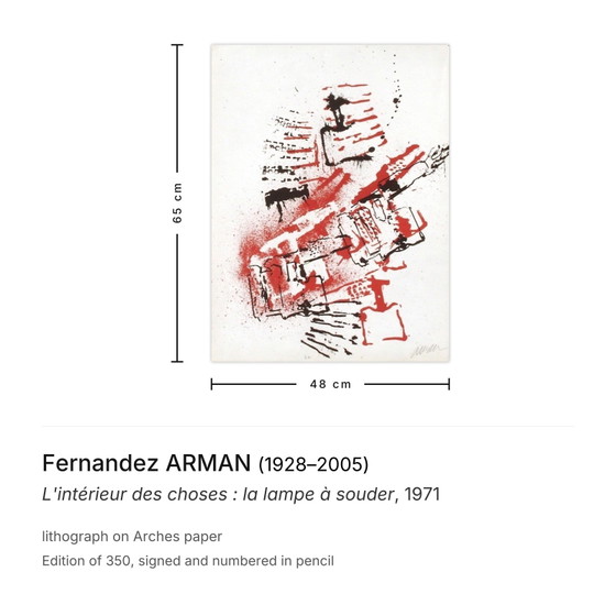 Image 1 of Fernandez ARMAN Das Innere der Dinge: Der Schweißbrenner Signierte Lithografie 197