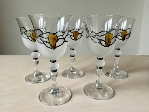 5 bicchieri da vino vintage in stile art déco