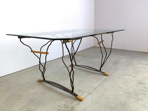 Vintage Wrought Iron and Glass Dining Table, 1970s (photo 9 of 17)