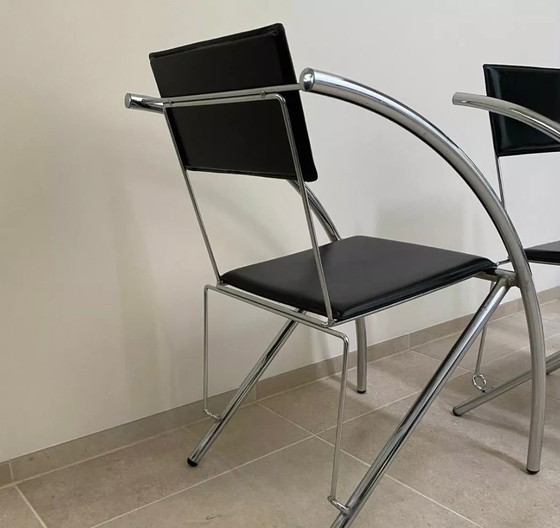 Image 1 of Lot de 2 chaises design vintage en chrome et cuir