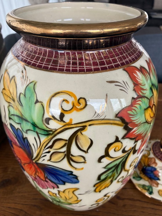 Image 1 of Large (55cm) lidded vase H. Bequet 1950s