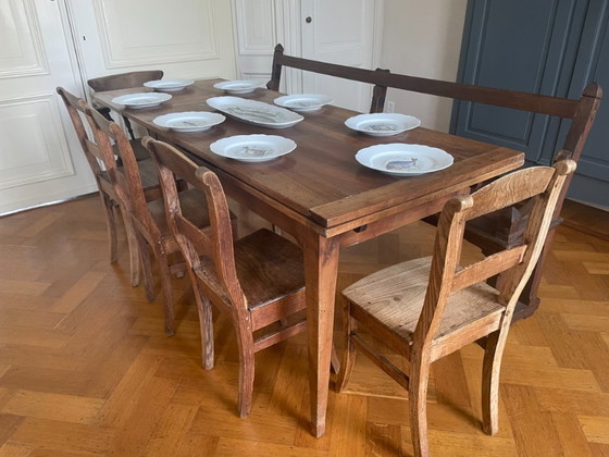 Image 1 of Mesa extensible Mesa de comedor Mesa Madera de cerezo Antigua Francesa