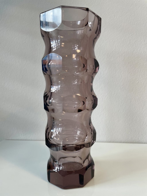 Facettierte Space Age Kristallglas Vase von Oldrich Lipsky