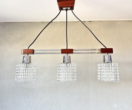 Vintage Teak Chrome Pendant Lamp
