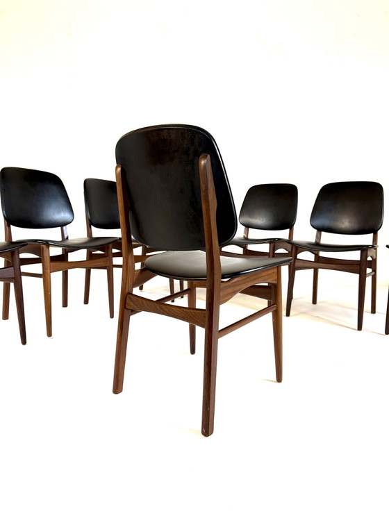 Image 1 of 8 sedie da pranzo vintage danesi, Arne Hovmand Olsen degli anni '60