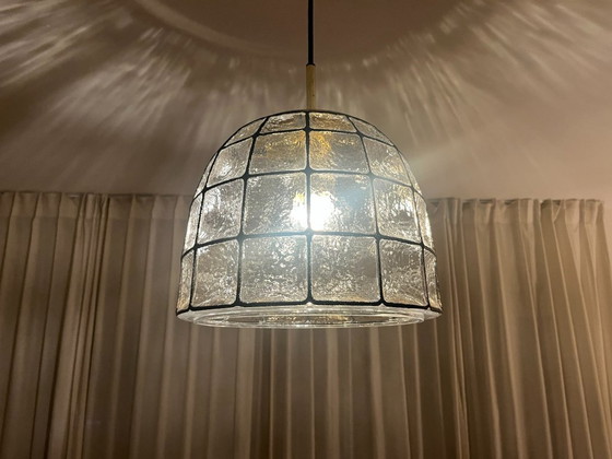 Image 1 of Lampada a sospensione in vetro vintage Glashütte Limburg