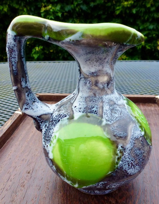 "Fat Lava" Vallauris vase with drip glaze.