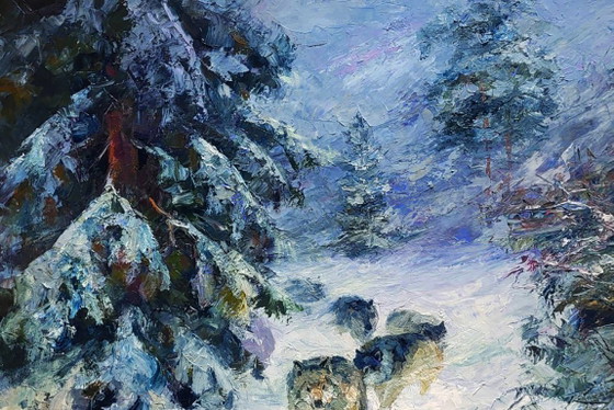 Image 1 of Wolf Pack In The Winter Forest