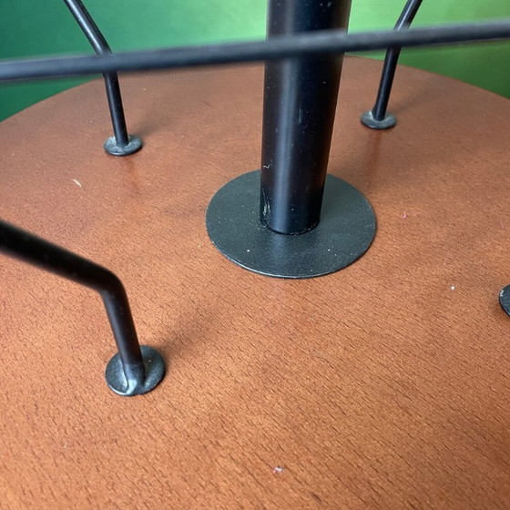 Image 1 of Portuguese Vintage Postmodern Style Functional Wooden Side Table With Magazine Rack