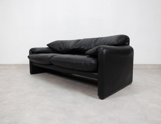 Image 1 of Set di 2 Cassina Maralunga 2,5 posti - pelle nera